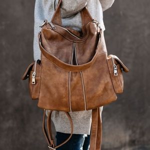 Dallas Vegan Leather Backpack Whiskey NWT